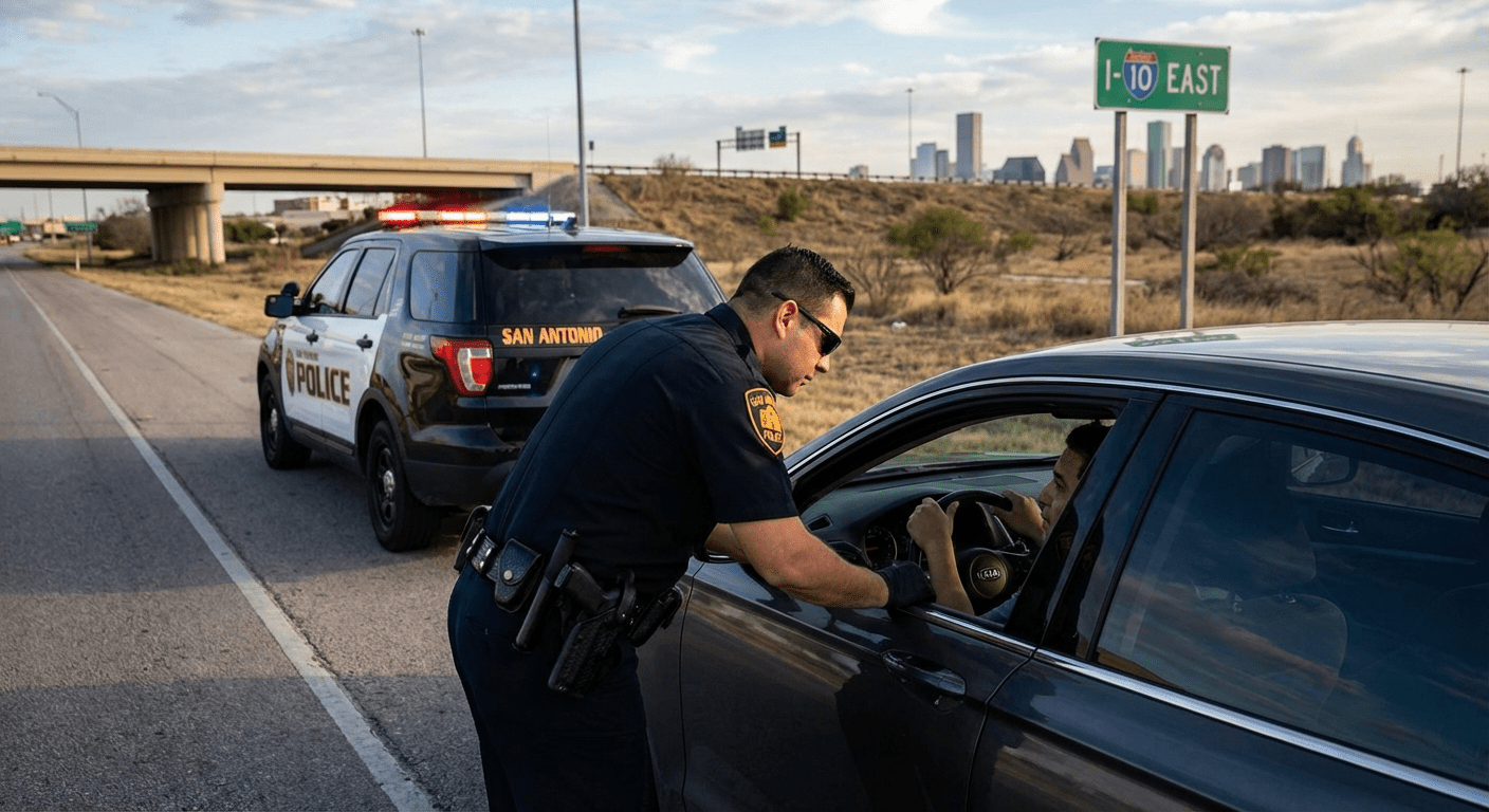 San Antonio police searching a car without driver consent during a traffic stop